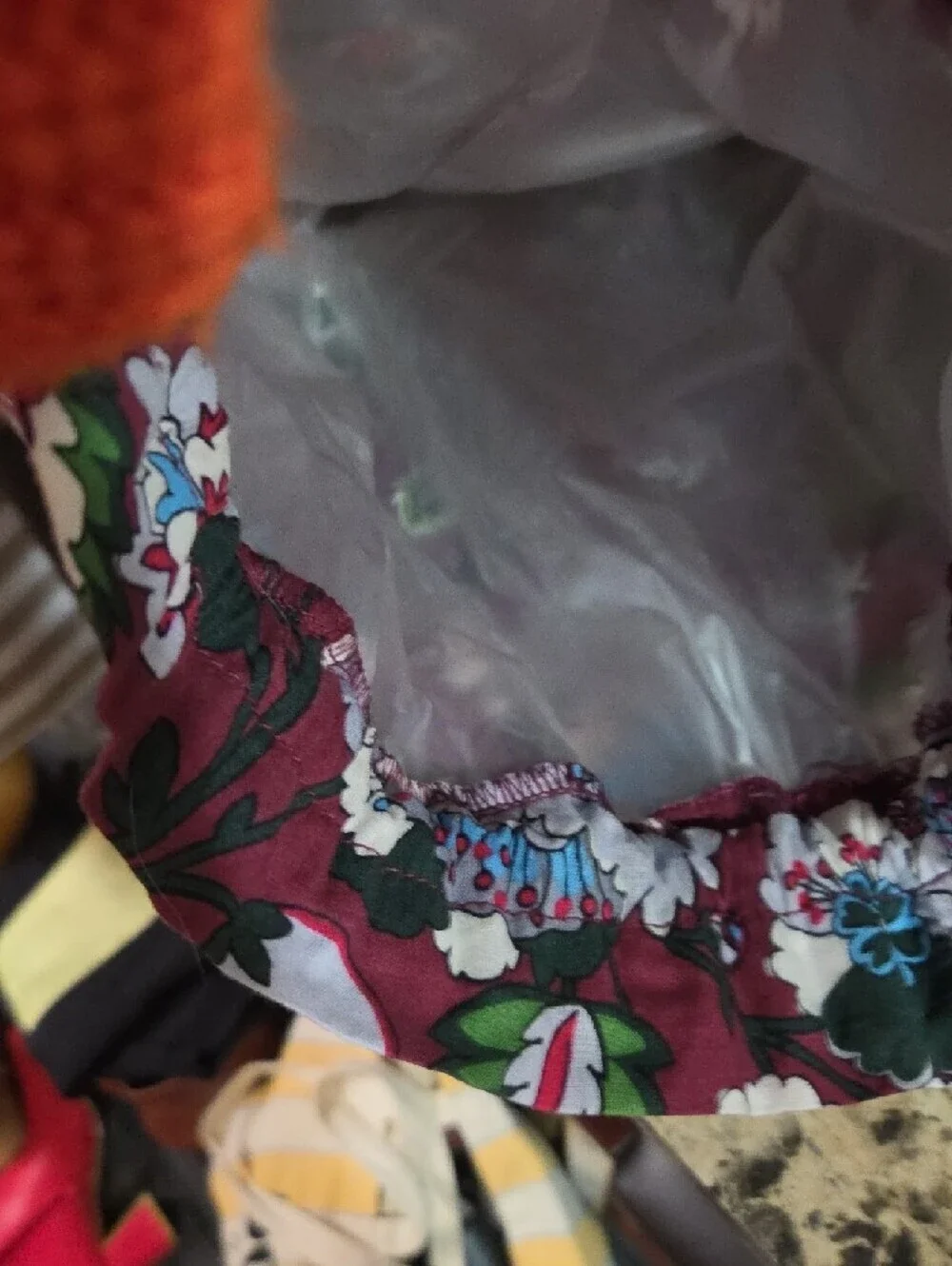 Vera Bradley Floral Drawstring Bag — Burgundy